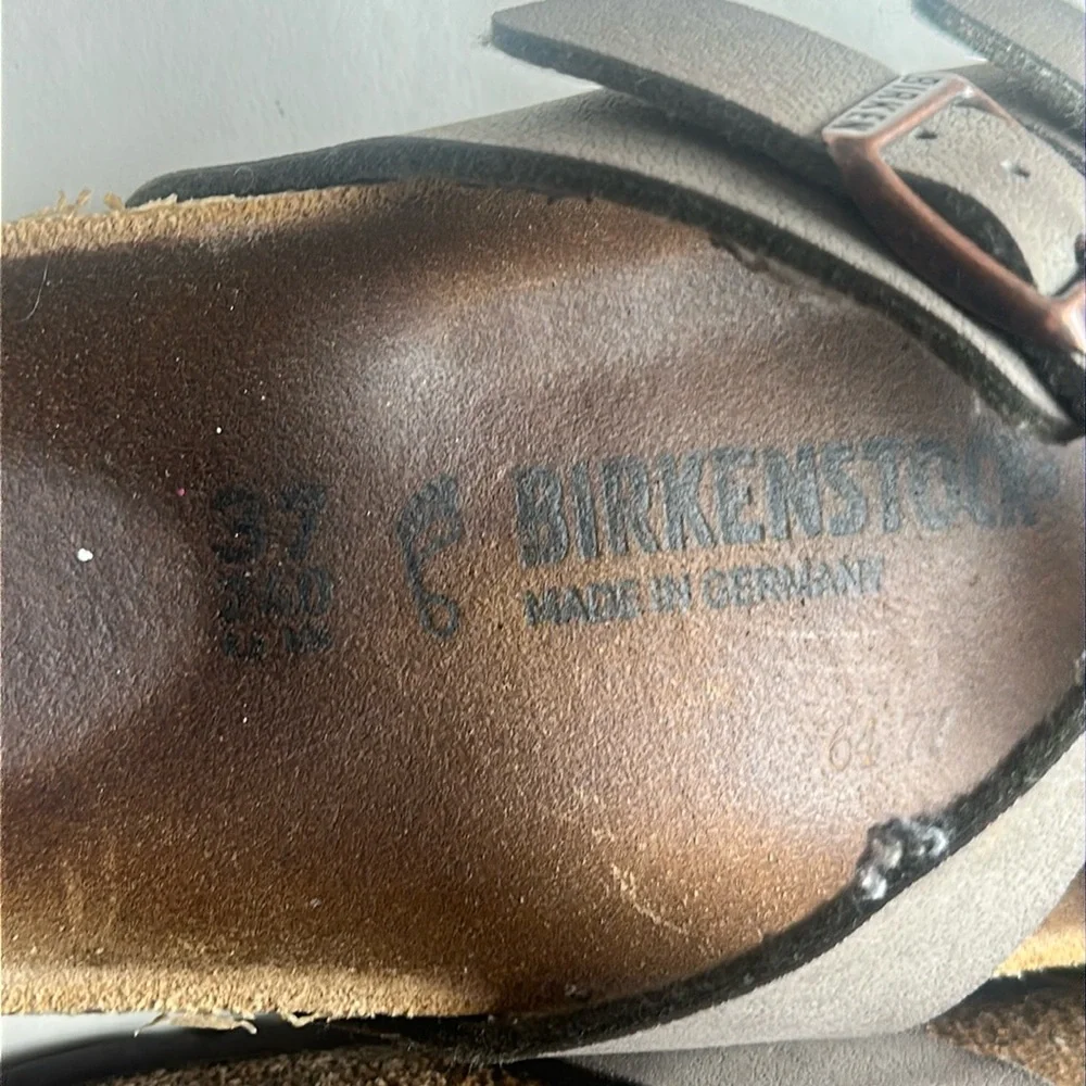 Birkenstock two strap sandals in green/grey color size European 37
